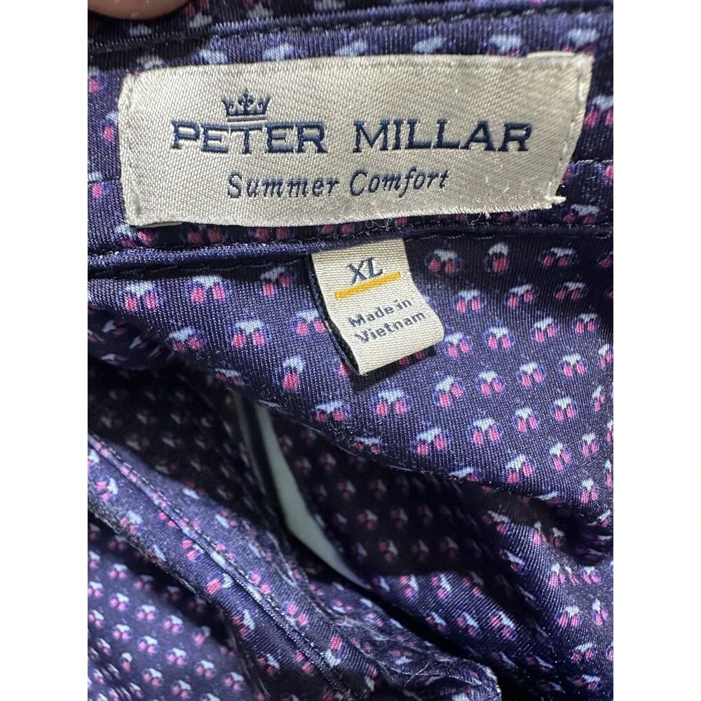 Peter Millar Summer Comfort Men’s XL Navy Geometric Polo SS Golf